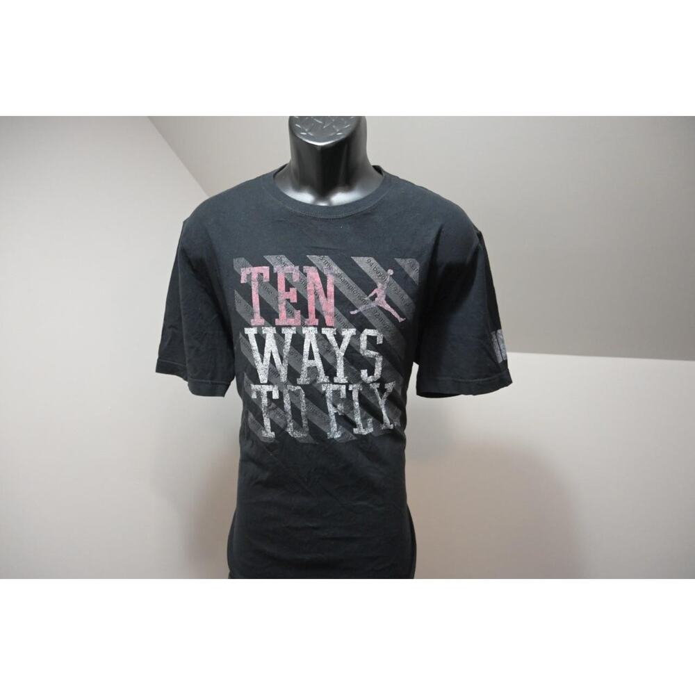 Nike Air Jordan Tee Shirt Mens Large Black Ten Ways To Fly Graphic Like New